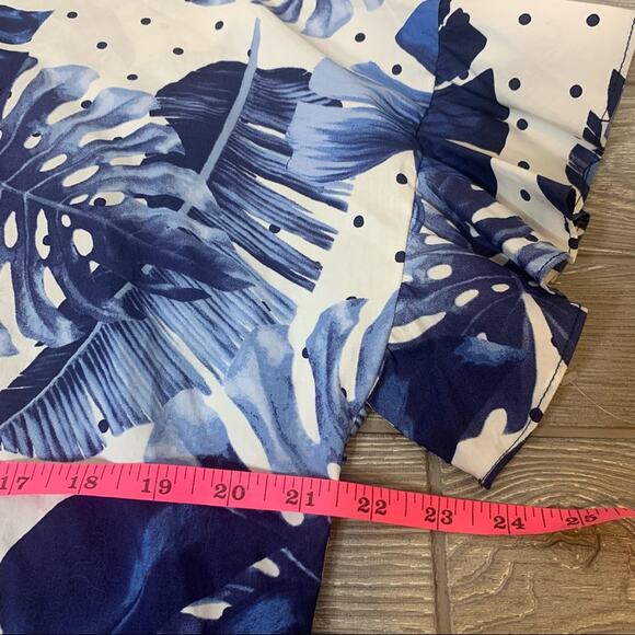 NWT Twinset Milano St. Tropi tropical floral polka dot flutter sleeve top sz 46 - Picture 11 of 12